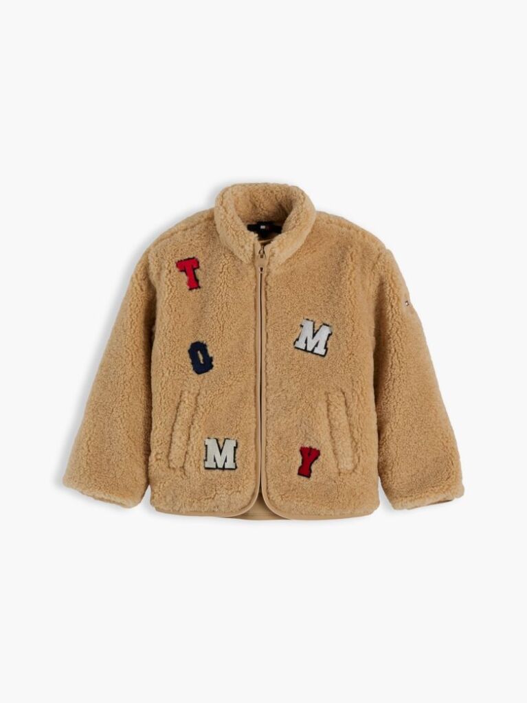 Bej Geaca Varsity Din Terry Cu Logo  Copii unisex