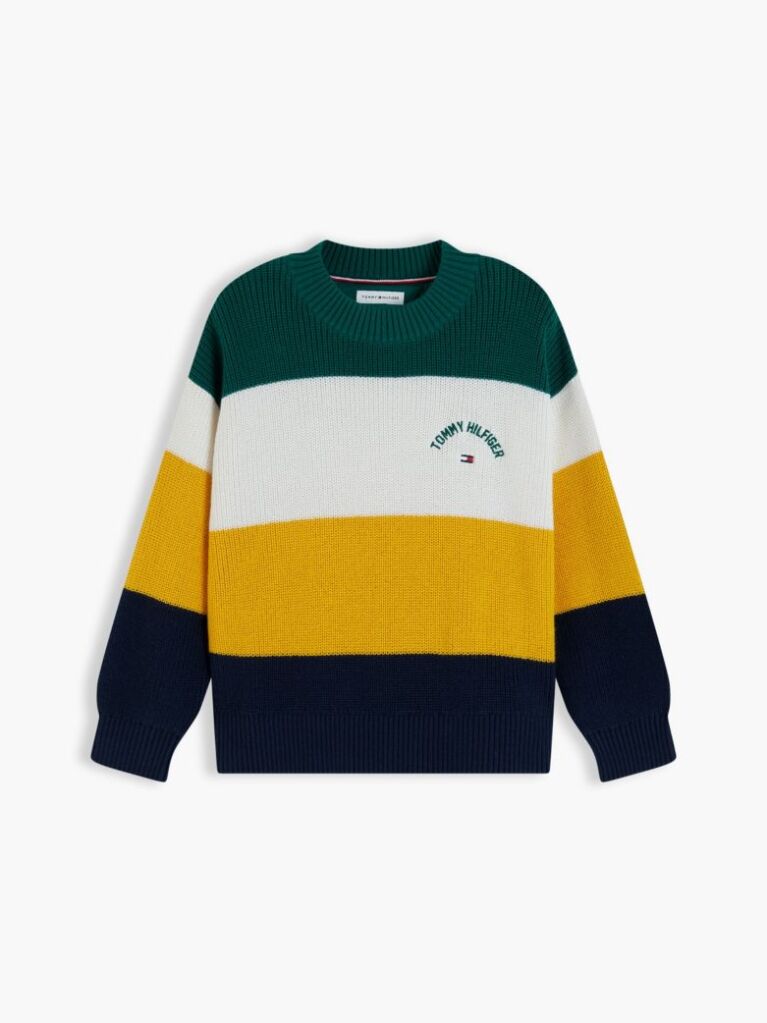 Multi Colour-Blocked Stripe Crew Neck Jumper  Kids Unisex