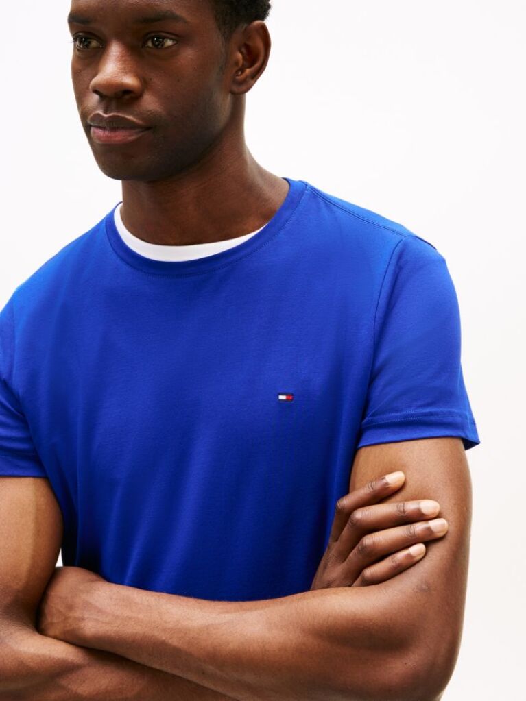 Blue Tricou Slim Fit Cu Steag Brodat  Barbati