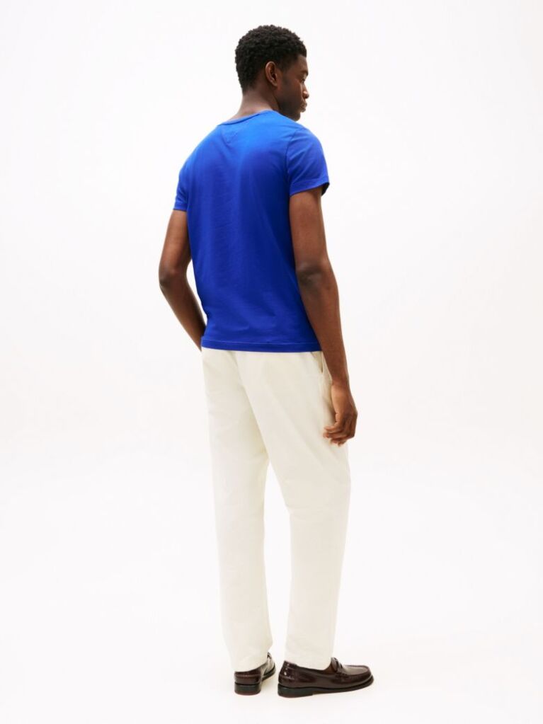 Blue Tricou Slim Fit Cu Steag Brodat  Barbati