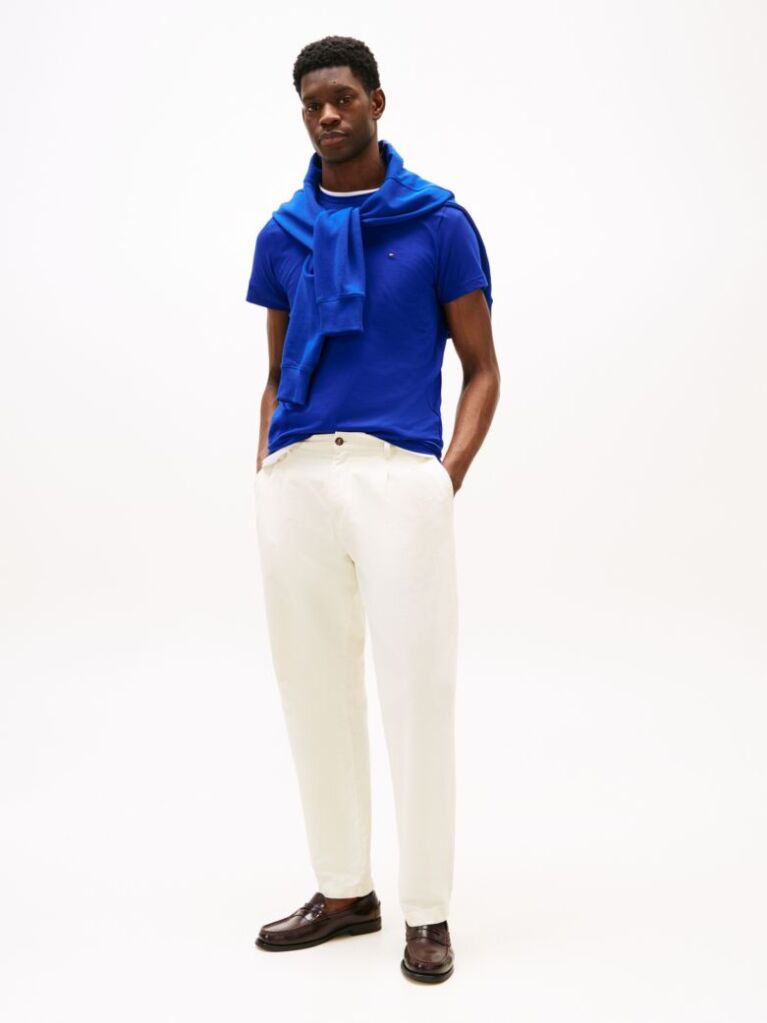 Blue Tricou Slim Fit Cu Steag Brodat  Barbati