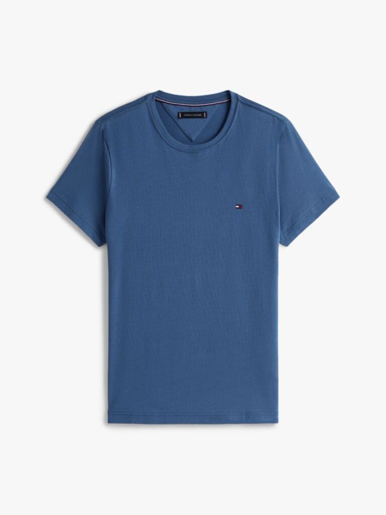 Blue Tricou Slim Fit Cu Steag Brodat  Barbati