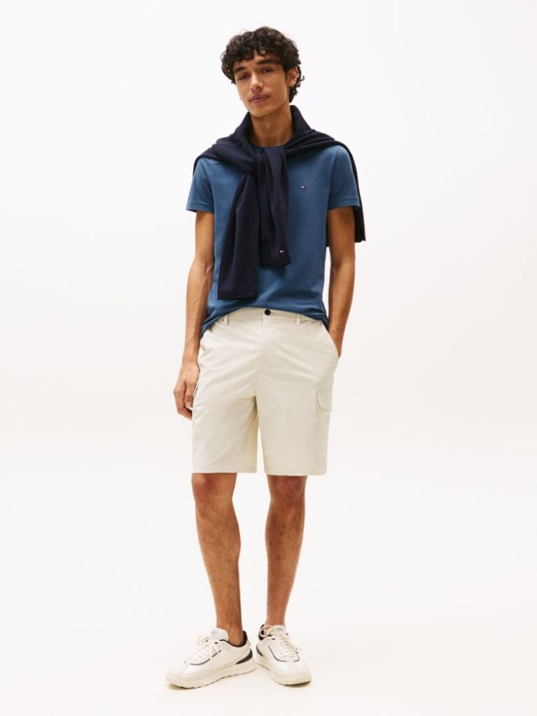 Blue Tricou Slim Fit Cu Steag Brodat  Barbati