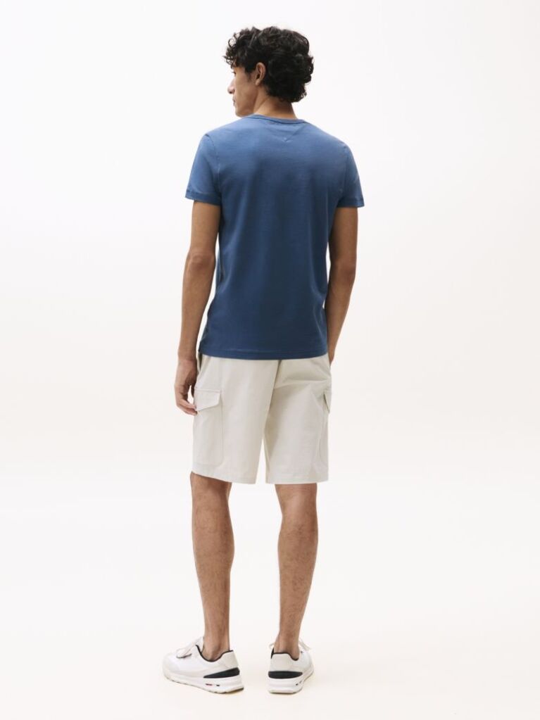 Blue Tricou Slim Fit Cu Steag Brodat  Barbati