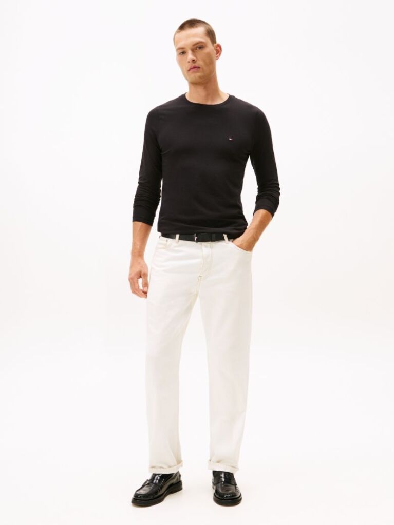 Negru Tricou Cu Maneca Lunga Extra Slim Fit  Barbati