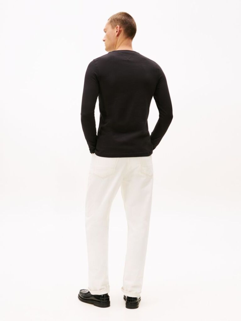 Negru Tricou Cu Maneca Lunga Extra Slim Fit  Barbati