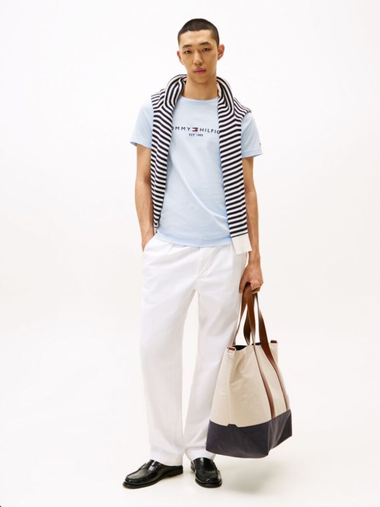 Blue Tricou Slim Fit Cu Logo  Barbati