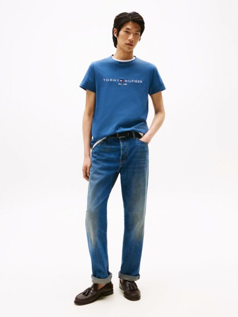 Blue Tricou Slim Fit Cu Logo  Barbati