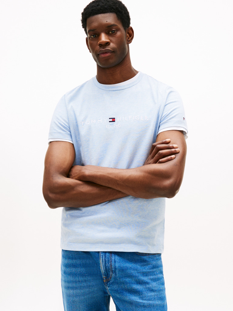 Blue Tricou Slim Fit Cu Logo  Barbati