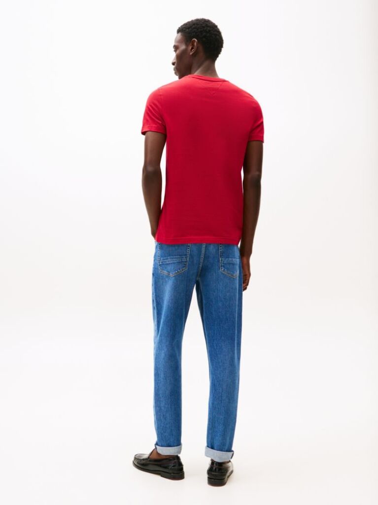 Rosu Tricou Slim Fit Cu Logo  Barbati