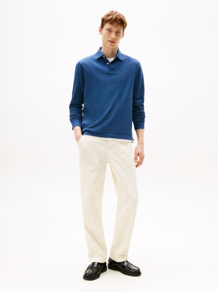 Blue Tricou Polo Cu Maneca Lunga 1985 Collection Regular Fit  Barbati