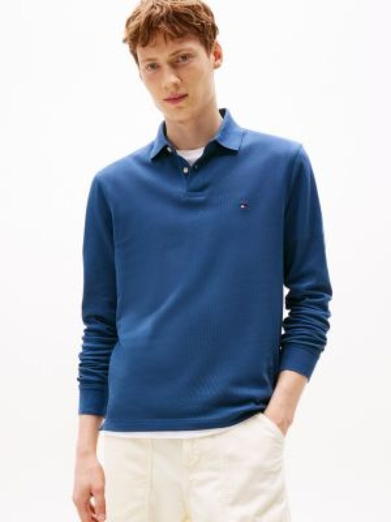 Blue Tricou Polo Cu Maneca Lunga 1985 Collection Regular Fit  Barbati