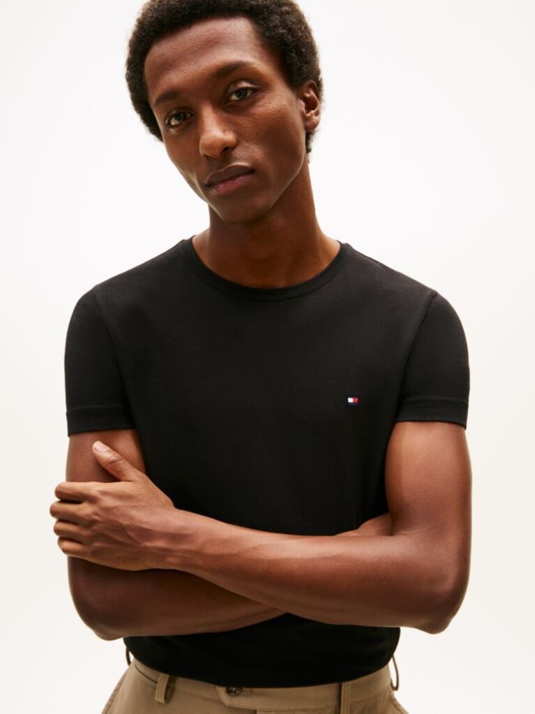 Negru Tricou Slim Fit TH Flex  Barbati