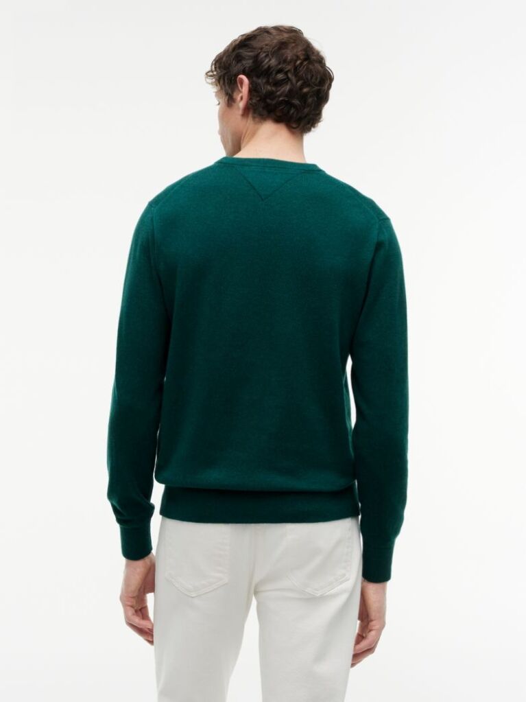 Verde Jumper Din Bumbac Si Casmir Crew Neck  Barbati