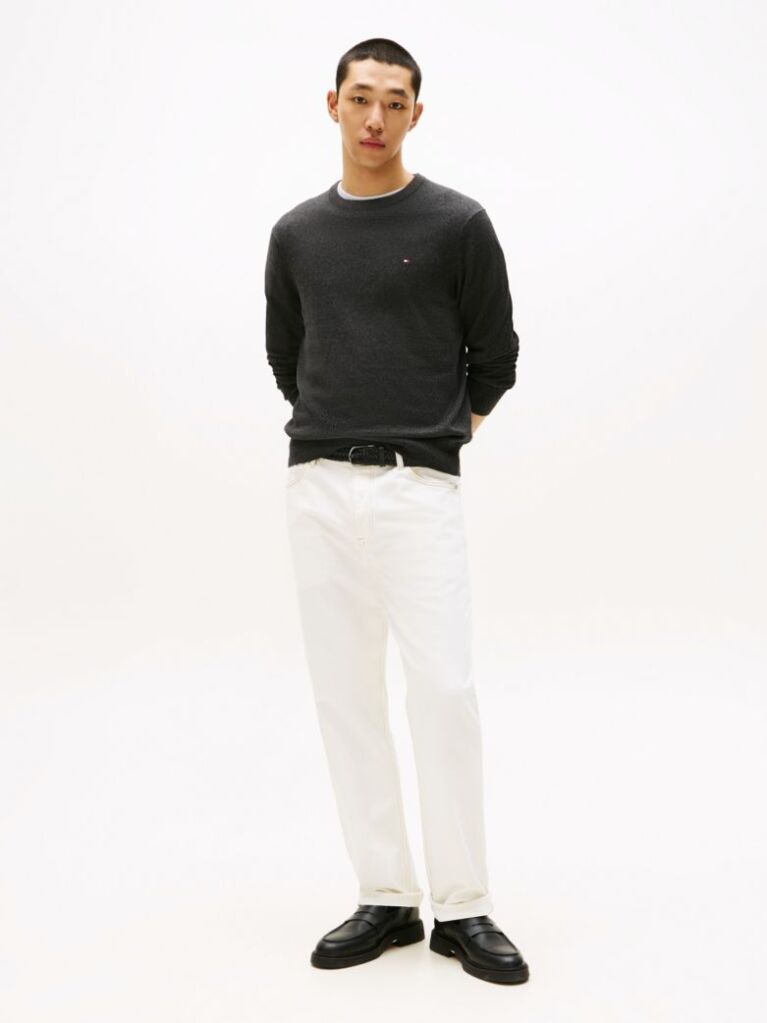 Gri Jumper Din Bumbac Si Casmir Crew Neck  Barbati