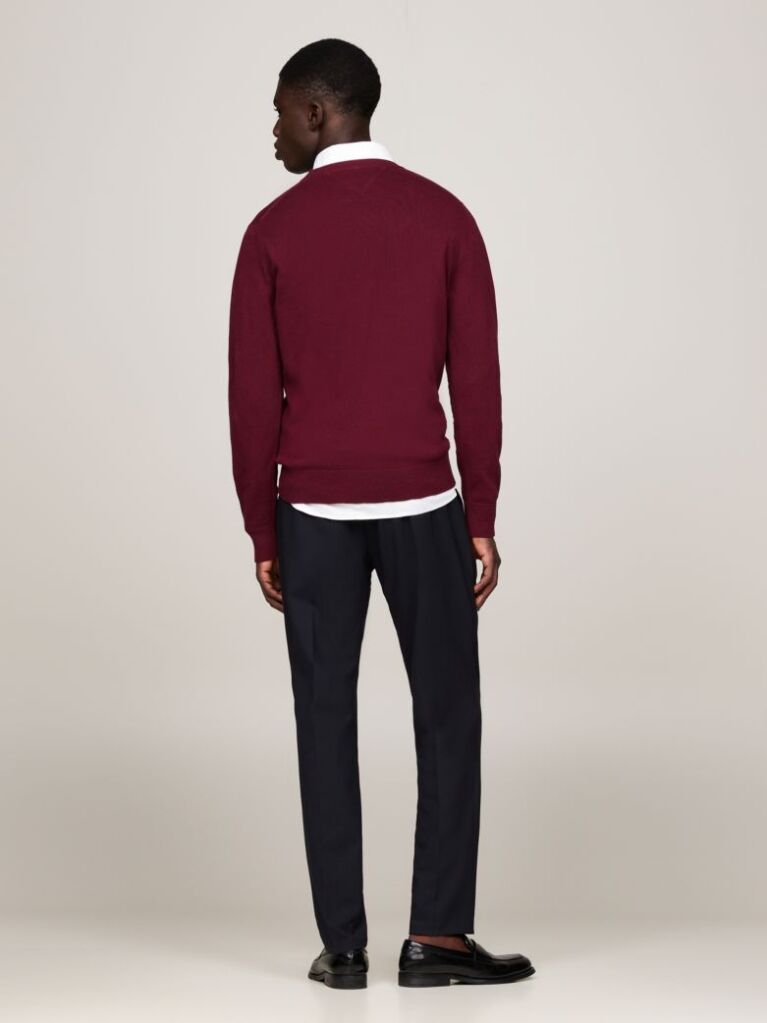 Rosu Jumper Din Bumbac Si Casmir Crew Neck  Barbati