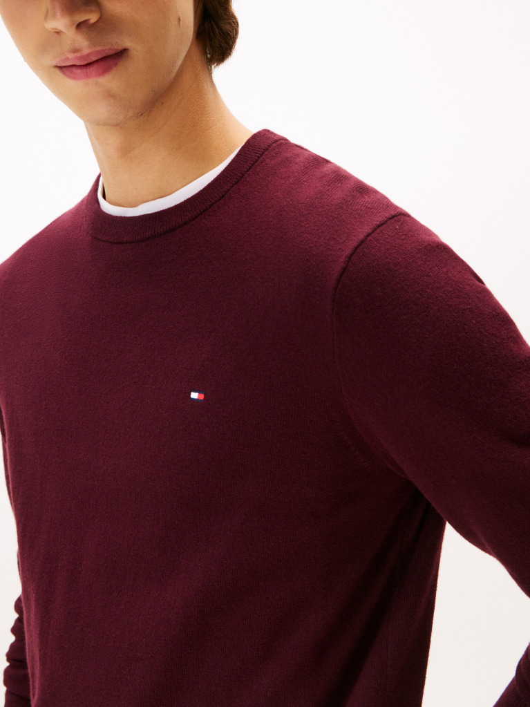 Rosu Jumper Din Bumbac Si Casmir Crew Neck  Barbati