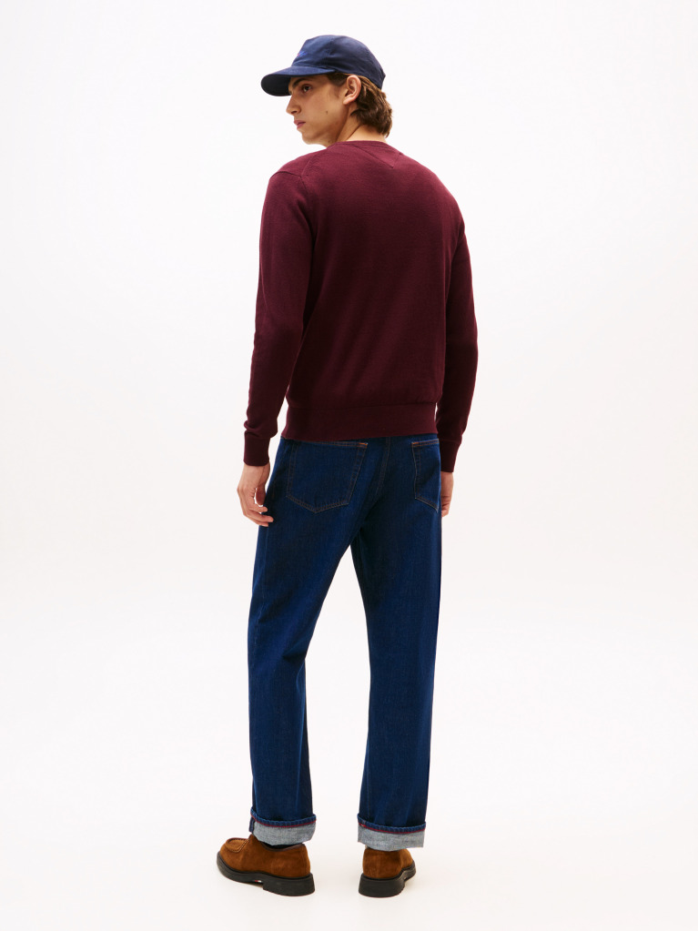 Rosu Jumper Din Bumbac Si Casmir Crew Neck  Barbati