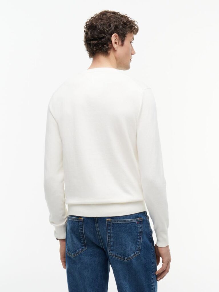 Bej Jumper Din Bumbac Si Casmir Crew Neck  Barbati