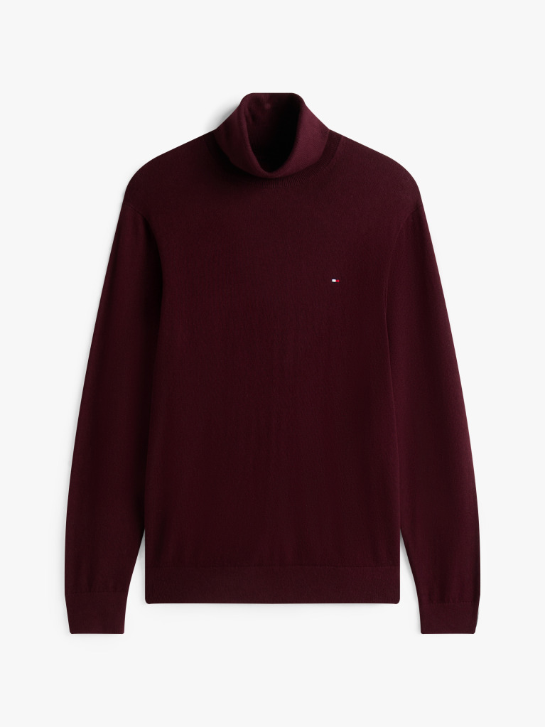 Rosu Jumper Din Bumbac Si Casmir Roll Neck  Barbati