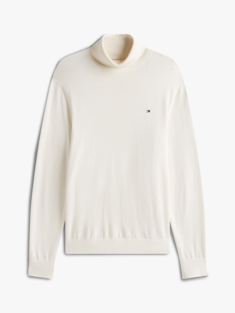 Bej Jumper Din Bumbac Si Casmir Roll Neck  Barbati