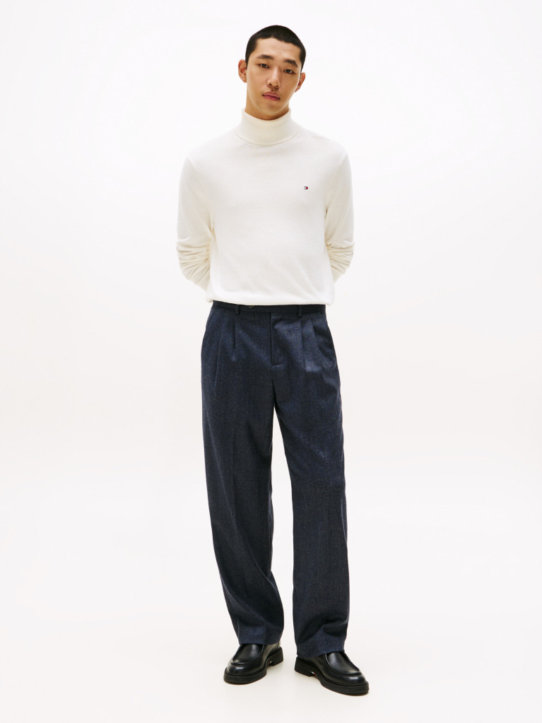 Bej Jumper Din Bumbac Si Casmir Roll Neck  Barbati