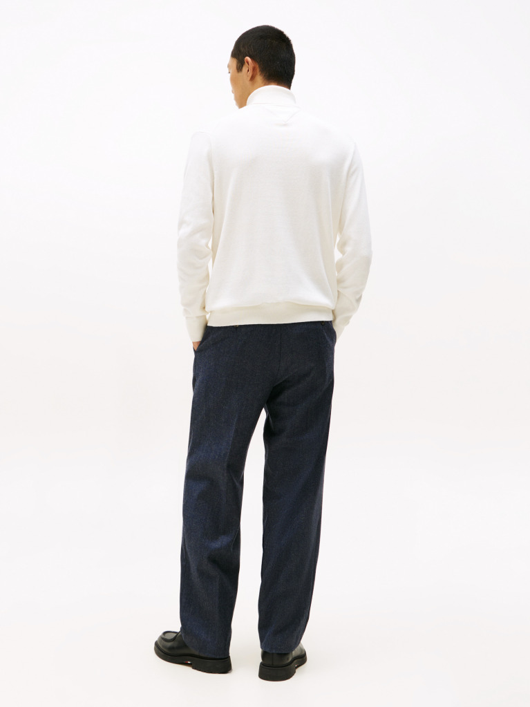 Bej Jumper Din Bumbac Si Casmir Roll Neck  Barbati