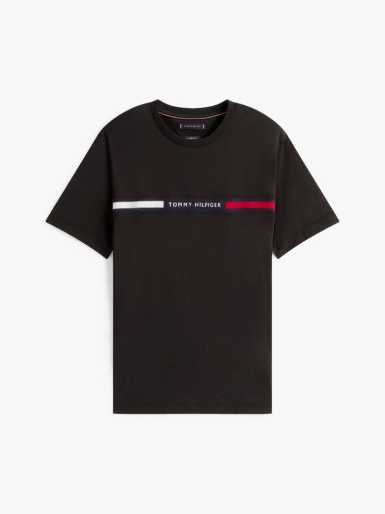 Black Crew Neck Logo Panel T-Shirt  Men