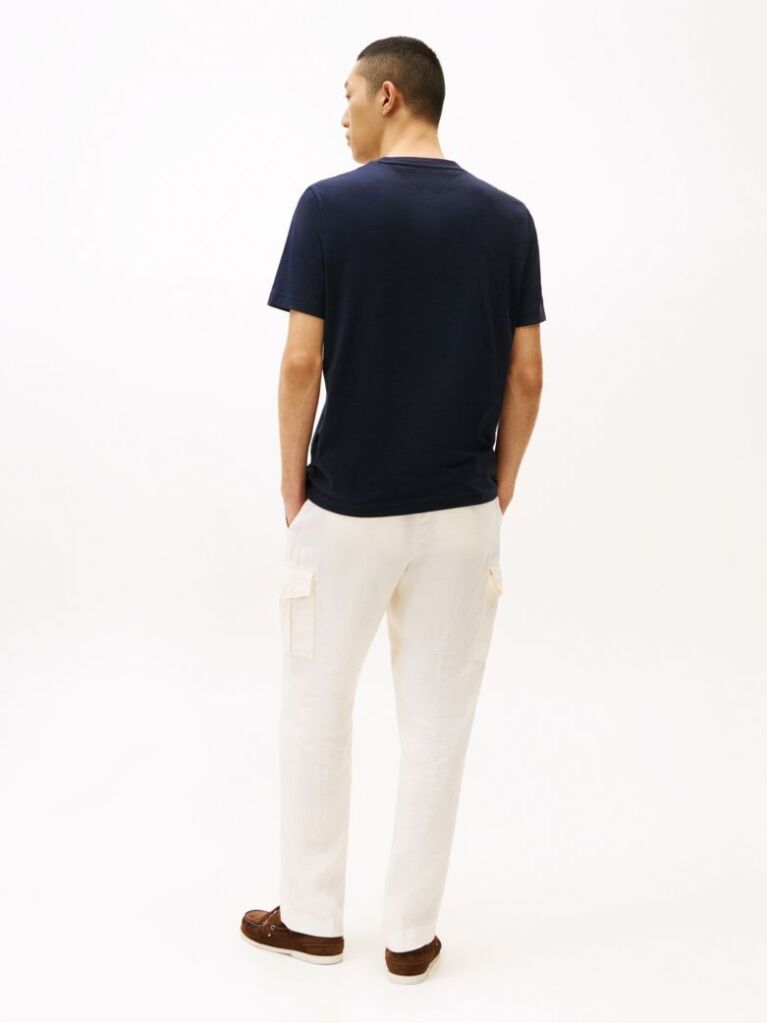 Blue Tricou Cu Guler Rotund Si Panou Cu Logo  Barbati