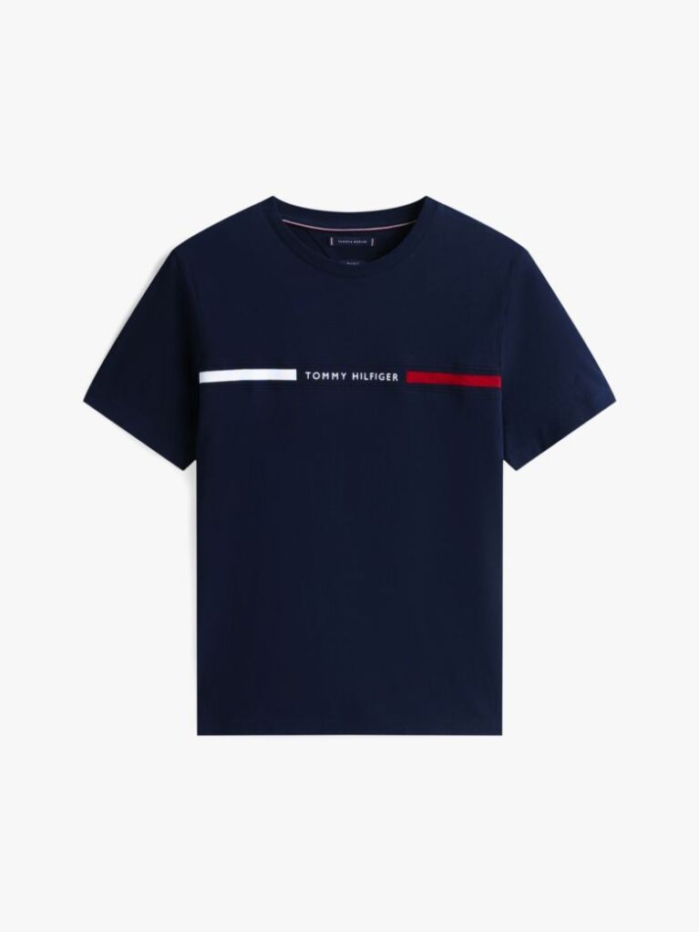 Blue Tricou Cu Guler Rotund Si Panou Cu Logo  Barbati