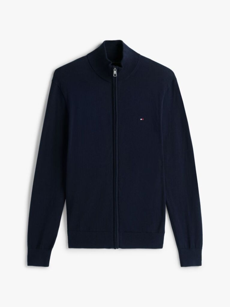 Blue Jumper Cu Guler Inalt Si Fermoar  Barbati