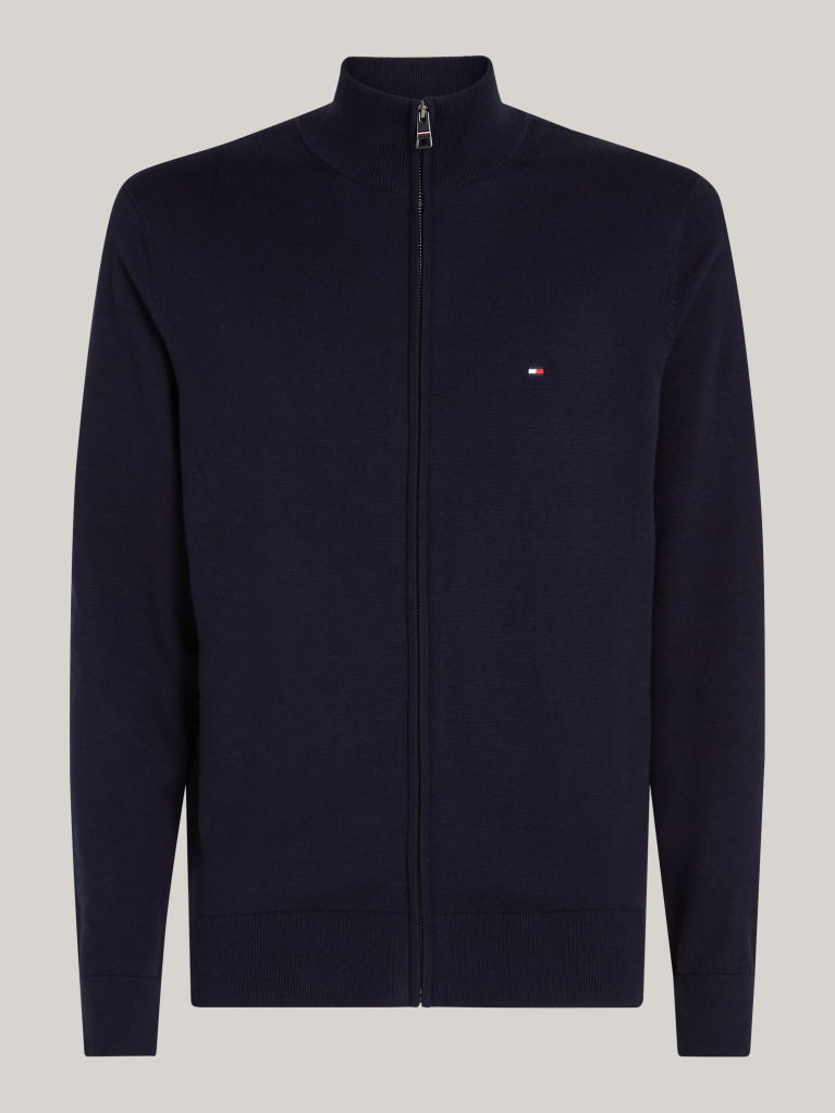 Blue Jumper Cu Guler Inalt Si Fermoar  Barbati