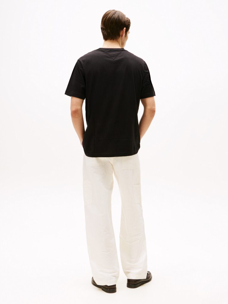 Negru Tricou Cu Broderie Steag  Barbati