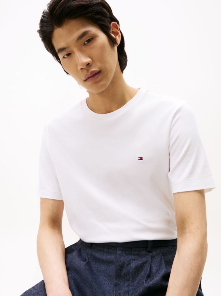 Alb Tricou Din Tricotaj Interlock  Barbati