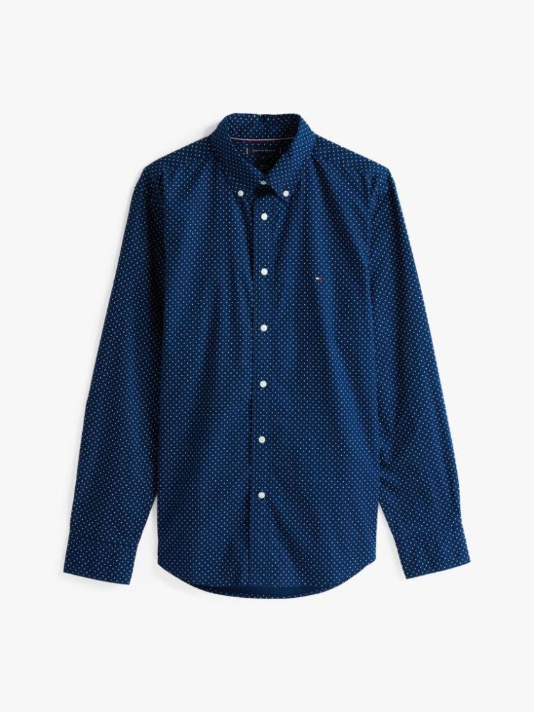 Blue TH Flex Regular Fit Polka Dot Shirt  Men