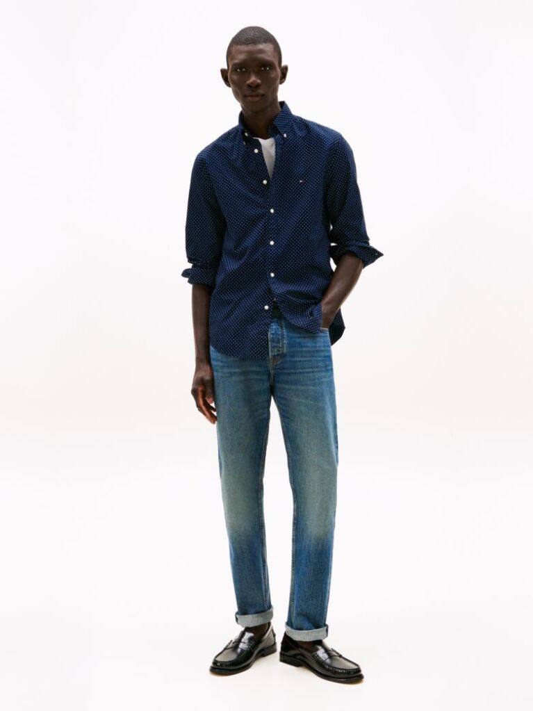 Blue TH Flex Regular Fit Polka Dot Shirt  Men
