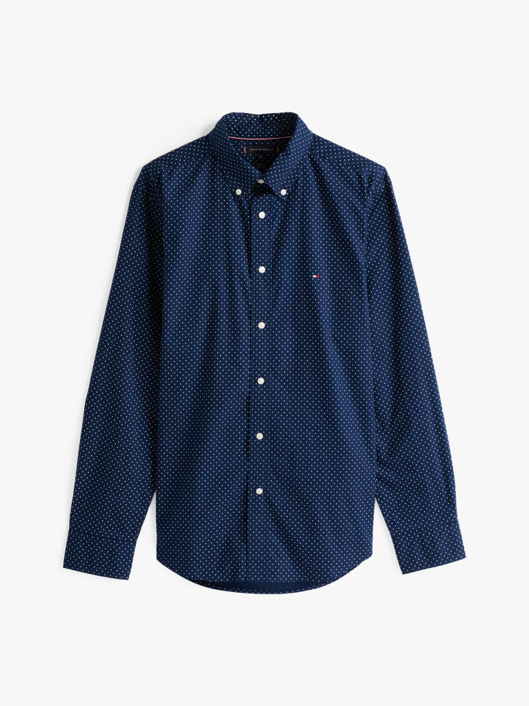 Blue TH Flex Regular Fit Polka Dot Shirt  Men