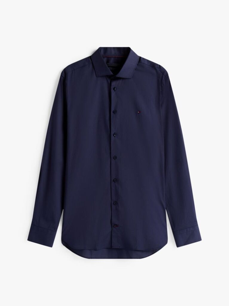 Blue Camasa Flex Slim Fit Din Poplin   Barbati