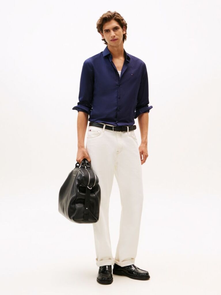 Blue Camasa Flex Slim Fit Din Poplin   Barbati