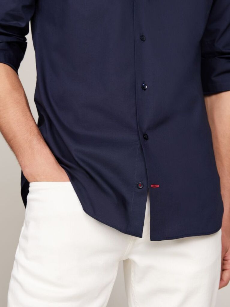 Blue Camasa Flex Slim Fit Din Poplin   Barbati