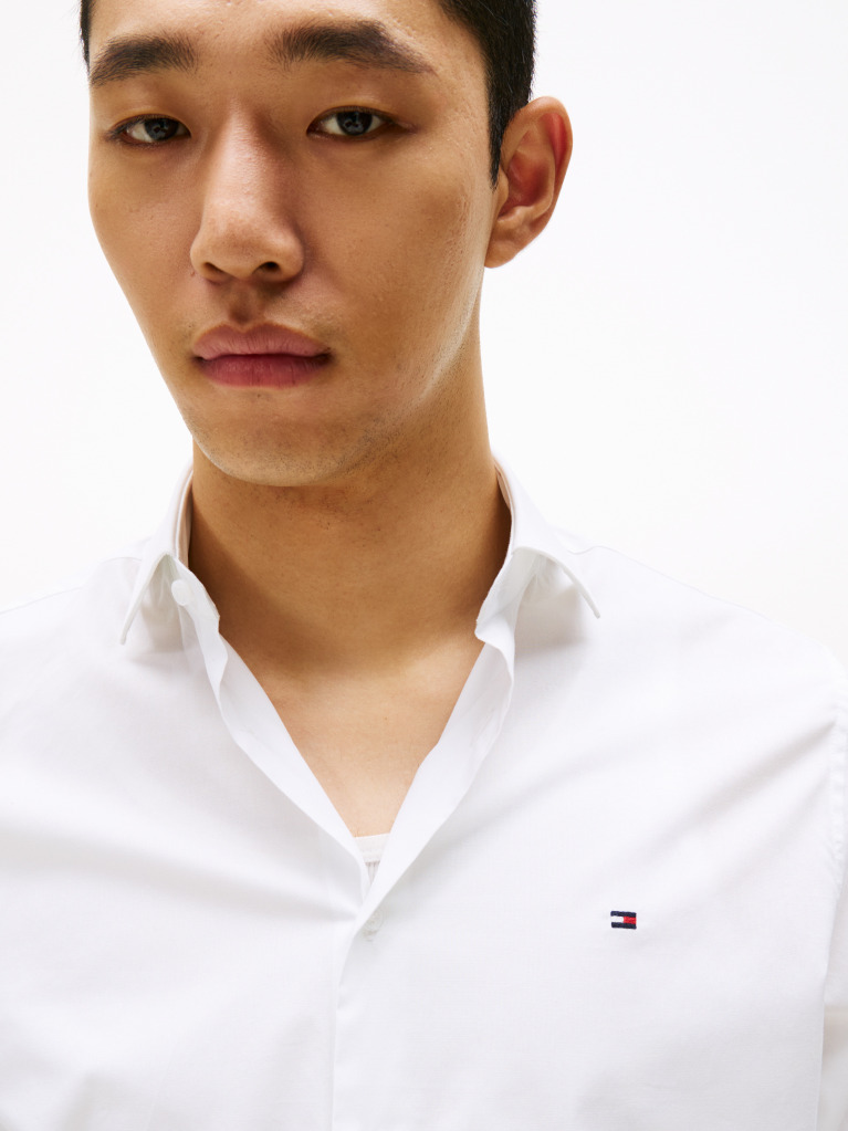Alb Camasa Flex Slim Fit Din Poplin   Barbati