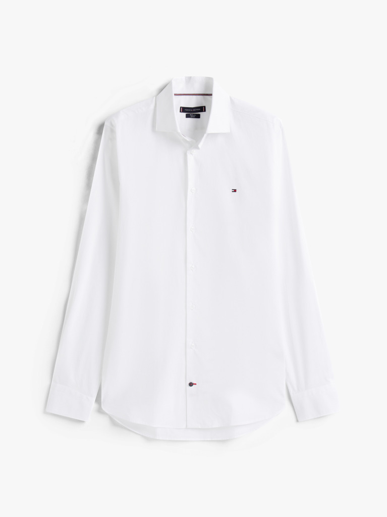 Alb Camasa Flex Slim Fit Din Poplin   Barbati