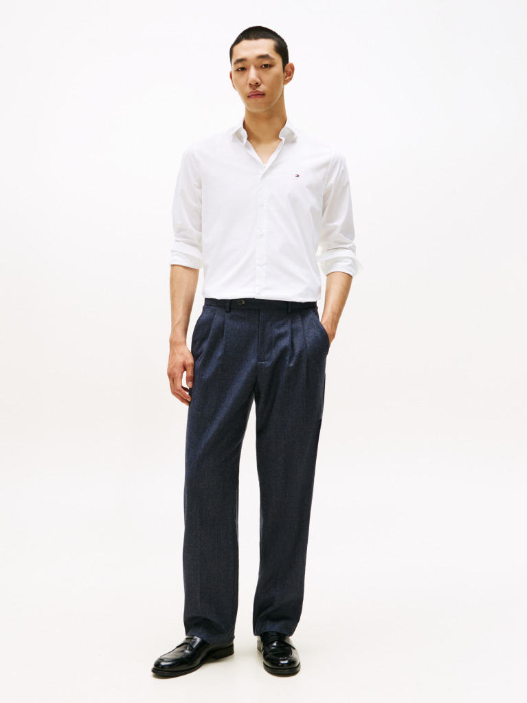 Alb Camasa Flex Slim Fit Din Poplin   Barbati