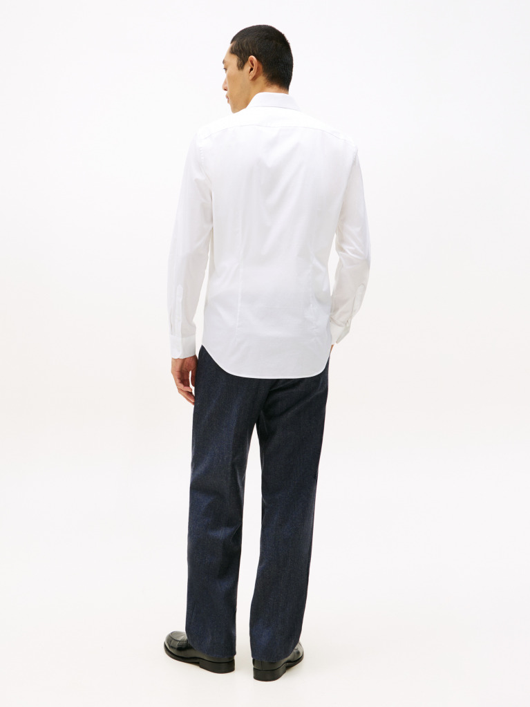 Alb Camasa Flex Slim Fit Din Poplin   Barbati