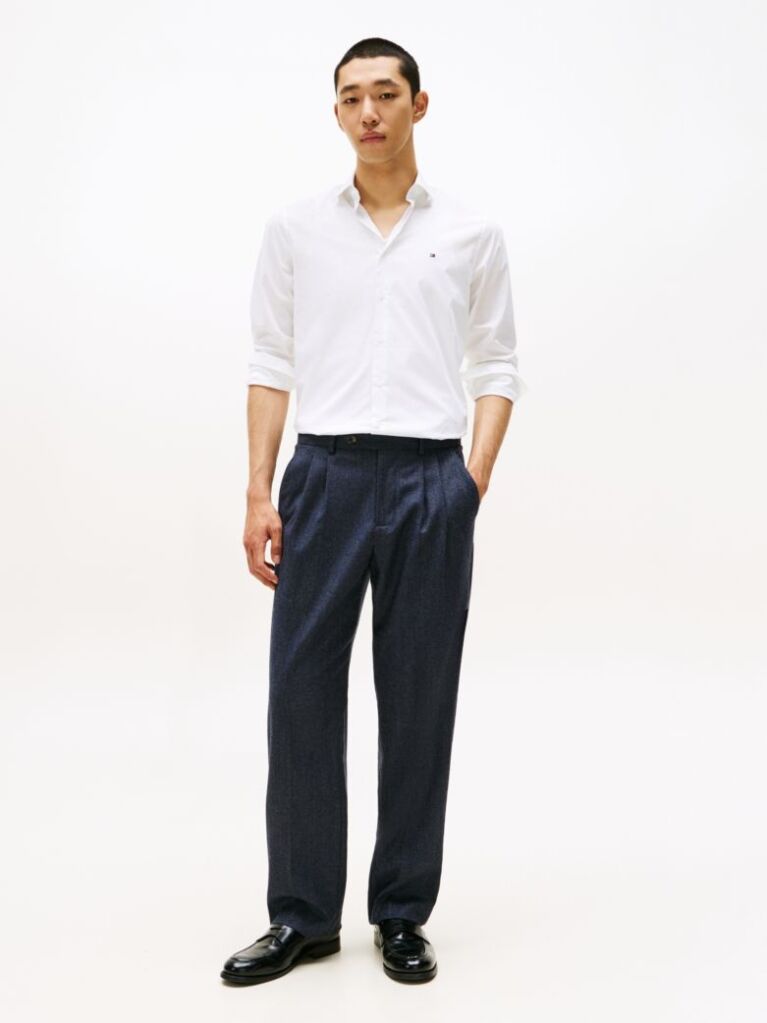Alb Camasa Flex Slim Fit Din Poplin   Barbati