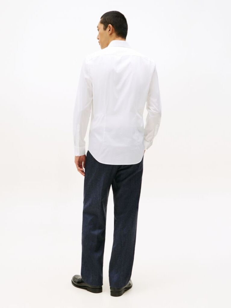 Alb Camasa Flex Slim Fit Din Poplin   Barbati