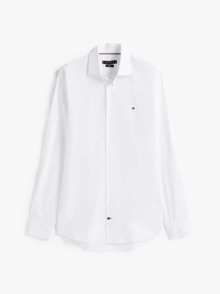 Alb Camasa Flex Slim Fit Din Poplin   Barbati