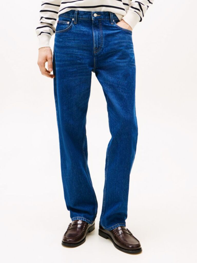 Blue Jeans Drepti Cu Aspect Uzat  Barbati