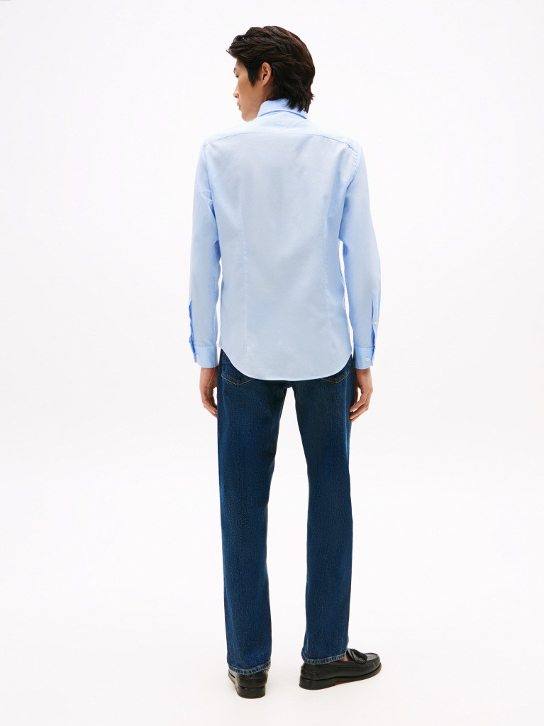 Blue Smart Casual Slim Fit Oxford Shirt  Men
