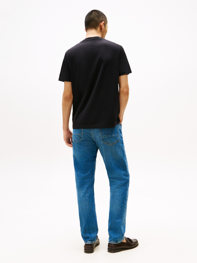Negru Tricou Cu Logo Cu Guler Rotund  Barbati